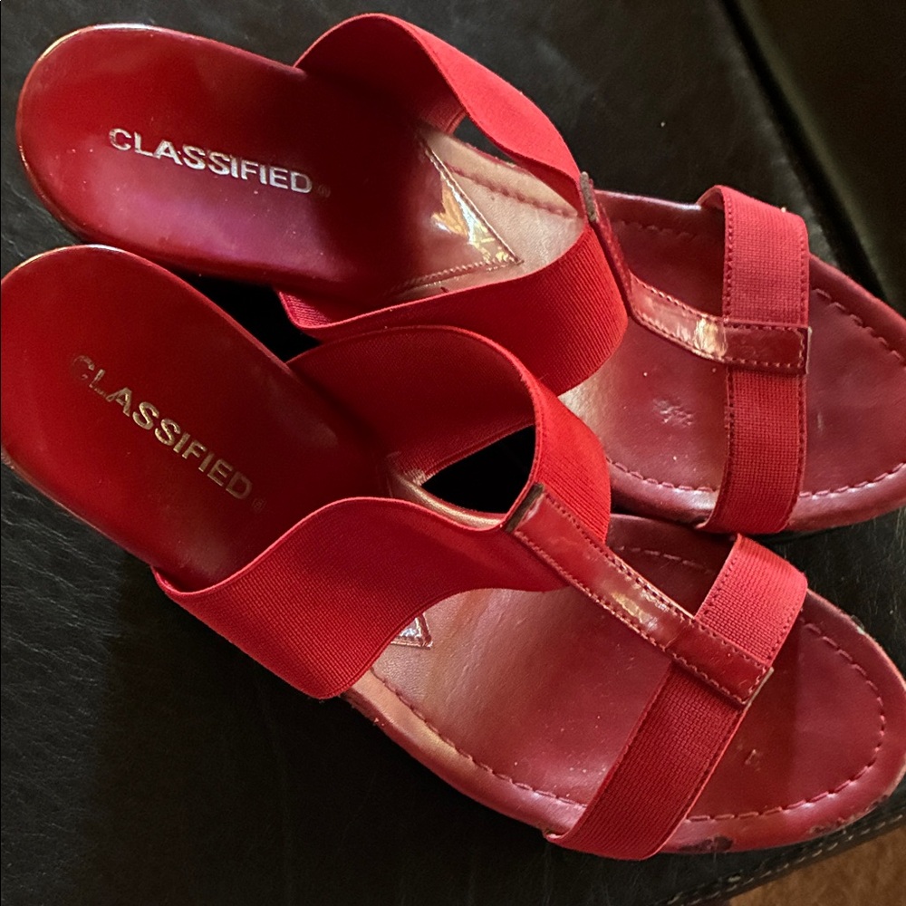 Classified Bold Red Wedge Sandals